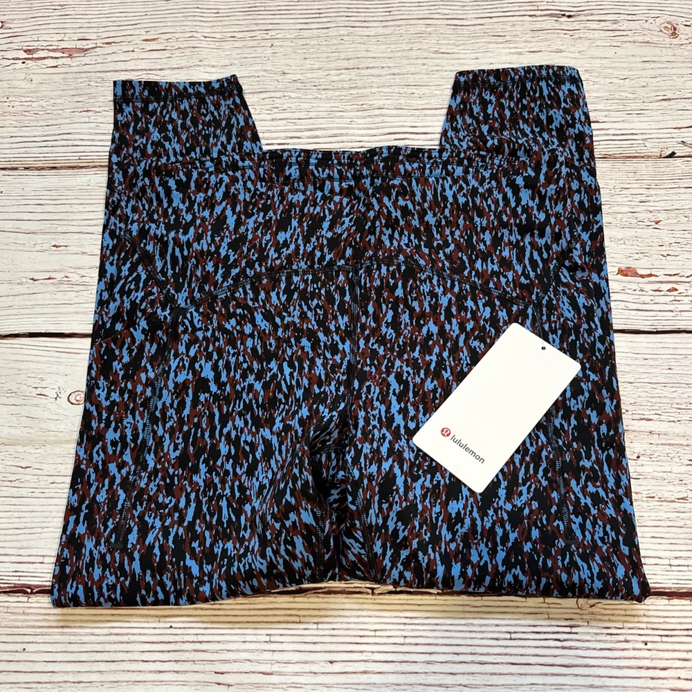 NWT Lululemon Power Thru High-Rise Tight 25" Leopard Camo Blue Nile Multi Sz 10 - Picture 3 of 12